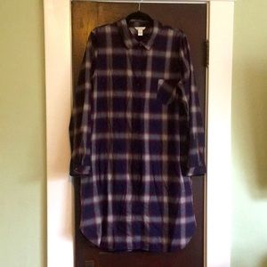 Garnet Hill flannel plaid button down dress